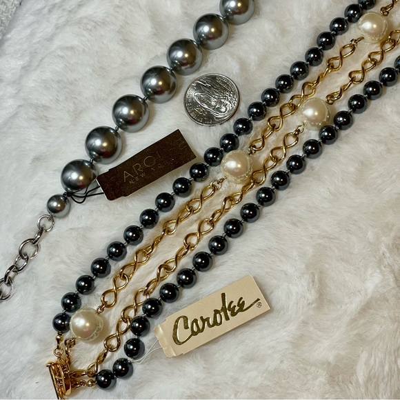 CAROLEE | Metallic Bead Hematite Color 36"-38" Gold Tone Chain Necklace | VTG - Picture 9 of 9